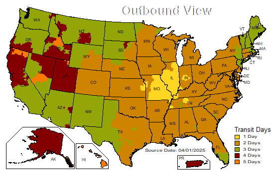 UPS Ground Map - St. Louis